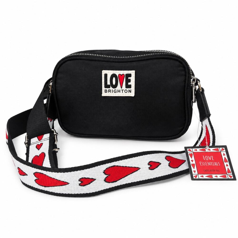 Brighton Love Heart Crossbody Camera Bag Black Red White Womens Valentine NWT